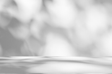 Wall interior background, studio and backdrops show products.with shadow from window color white and grey. background for text insertion and presentation product	
