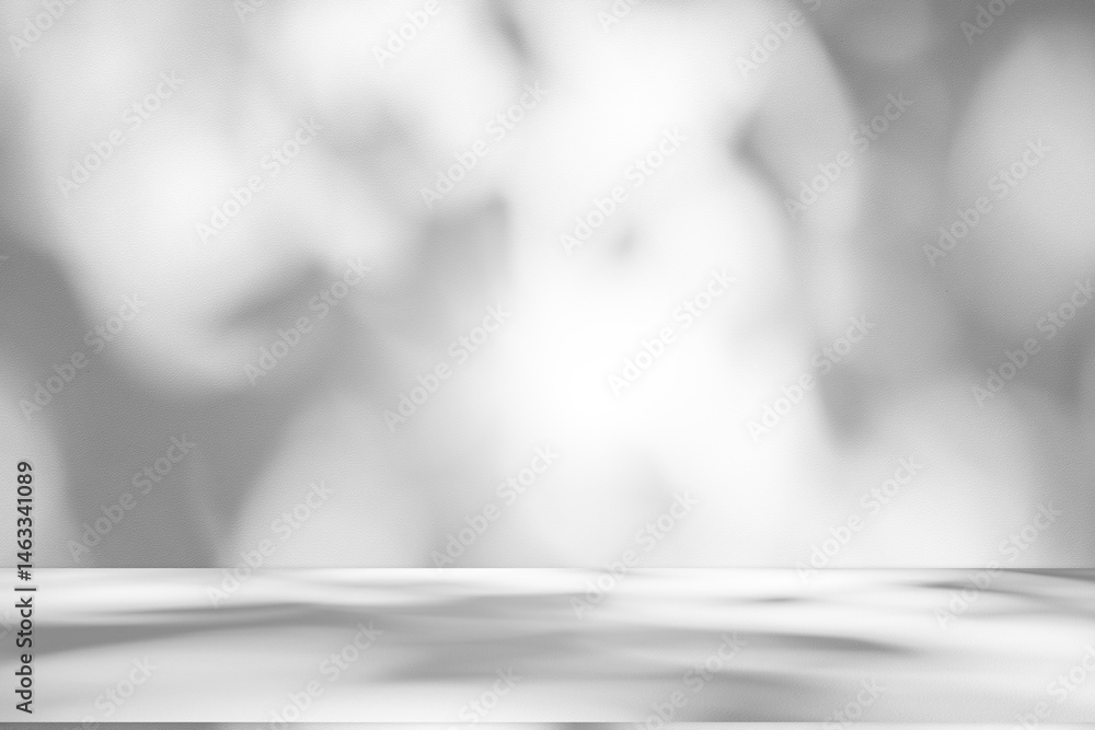 Aufkleber Wall interior background, studio and backdrops show products.with shadow from window color white and grey. background for text insertion and presentation product	
