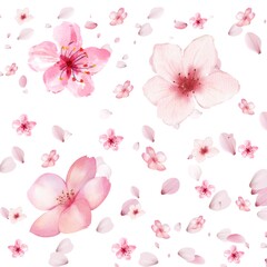 Elegant Pink Cherry Blossom Seamless Texture for Fabric, Wallpaper, and Print