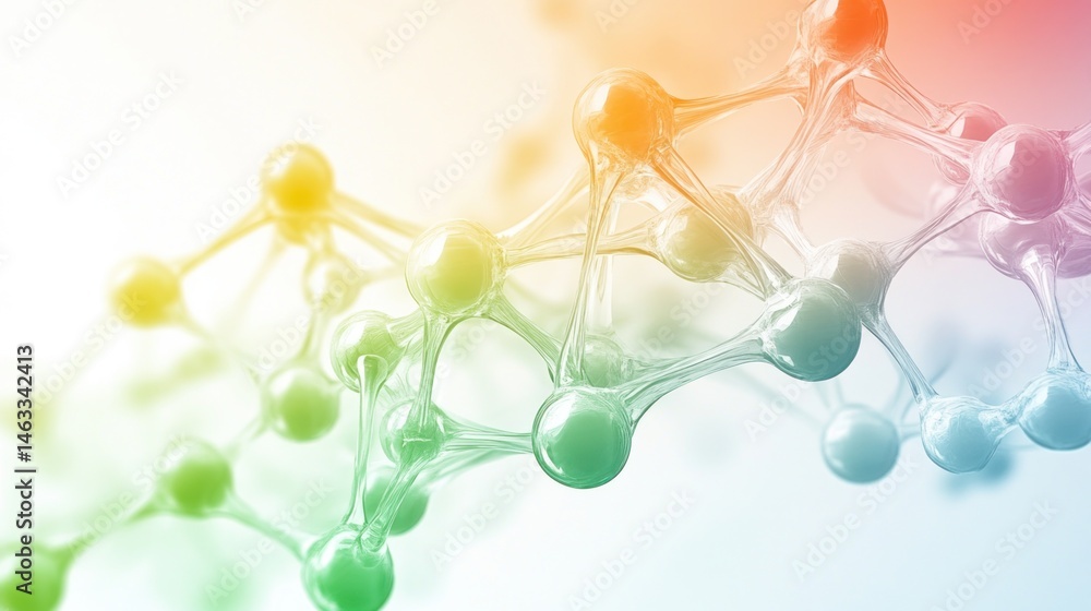 Poster interconnected molecular structure visualized with a vibrant color gradient
