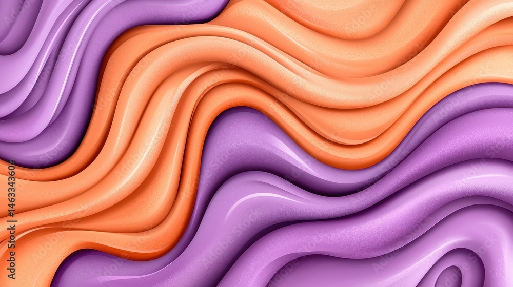 Poster abstract background with flowing orange and purple waves. shimmering texture with subtle glitter eff