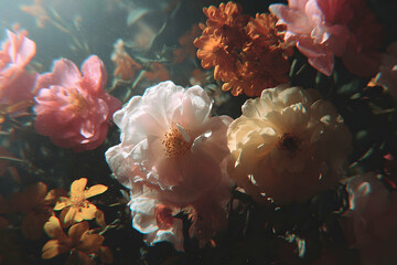 Naklejka premium Close-up view of a vibrant floral arrangement.