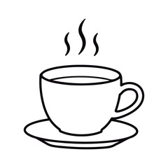 Minimalist Hot Beverage Cup and Saucer Outline.
