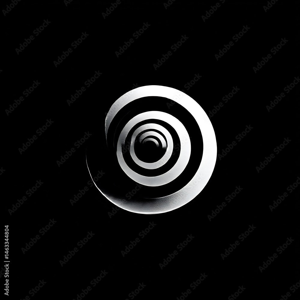 Poster monochrome gradient spiral: abstract optical illusion with circular rhythms