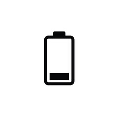 Low battery symbol in black color depicting power status and depleted charge icon