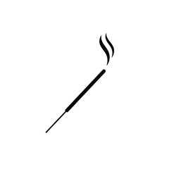 Simple illustration of a lit incense stick with rising smoke representing relaxation and tranquility.