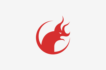 Red dragon in circle logo