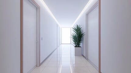 Sleek Industrial Office Hallway Interior Design