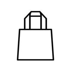 Simple and modern black outline icon of a shopping bag for commerce and retail