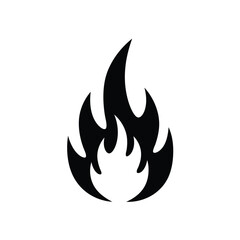 Simple stylized black fire flame icon illustration on a clean white background