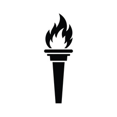 Black and white icon of a lit torch symbolizing guidance and enlightenment