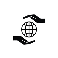 Hand protecting the globe simple vector illustration for global safety and environmental protection