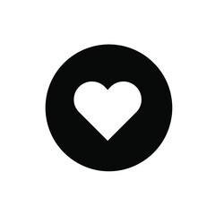 A simple and stylish black circle with a white heart symbol on a clean white background