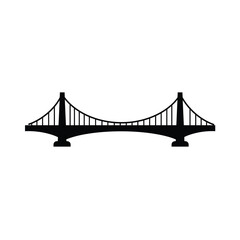 Black silhouette illustration of a suspension bridge isolated on a white background