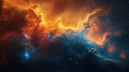 Fototapeta premium A cosmic tapestry of vibrant nebulae and swirling gas, where countless stars, like diamonds scattered across velvet, ignite the night, offering a captivating wallpaper that invites exploration 