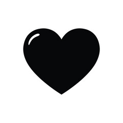 Simple black heart shape icon isolated on a white background symbolizing love and romance
