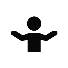 Simple black human icon with outstretched arms on a clean white background