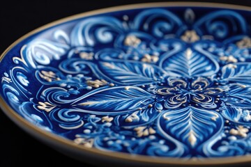 Close-up of a decorative, hand-painted plate.