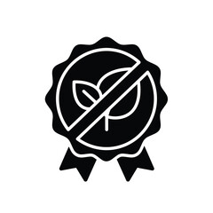 Vector illustration of a black and white vegan friendly or no gluten badge icon