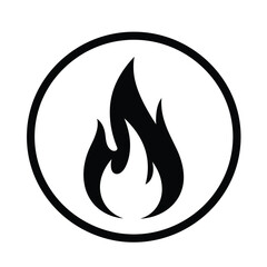 Simple fire icon representing energy danger burning heat and flame inside a circle