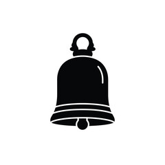 Simple black silhouette illustration of a traditional bell with rounded shape and elegant design