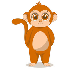 Cute Baby Monkey Character in Cartoon Style. Vector Illustration.