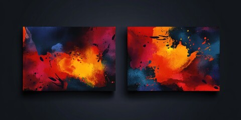 Abstract Art Paintings: Vibrant Hues and Expressive Brushstrokes on Dark Background
