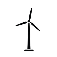 Modern minimalist black wind turbine silhouette icon for renewable energy and sustainability concepts