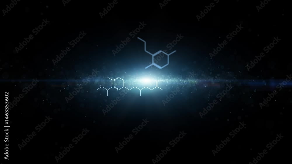 Poster artistic endless space with chemical bonds travel. concept loop science animation.