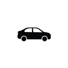 Simple black car silhouette icon representing transportation travel driving vehicle concept