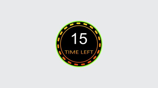 20 seconds countdown timer animation. inside a yellow and red circle on white background emergency timer countdown animation, and 4k video.
