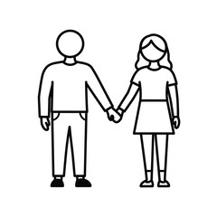 Simple black and white illustration of a couple holding hands showing love and unity
