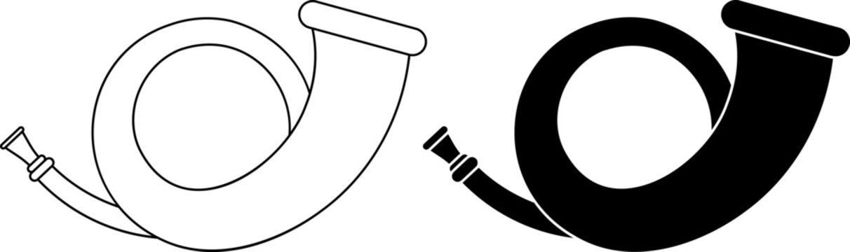 outline silhouette Post horn icon set