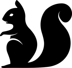 simple black squirrel animal mamal coconut eater silhouette vector icon logo design