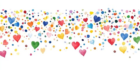Obraz premium Vibrant Watercolor Hearts and Dots: A Festive Celebration Design