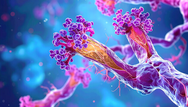 Stunning Microscopic Image of Aspergillus Fungus: Conidia & Hyphae