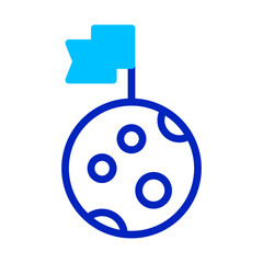 Stylized planet colonization icon representing futuristic space exploration goals