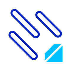 Dynamic Arrangement of Elongated Blue Shapes with Geometric Form Composition