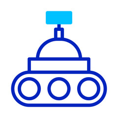 Abstract robotic exploration rover emblem with futuristic design elements