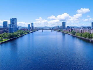 Naklejka premium River with city skyline