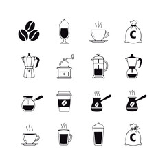 Assorted Coffee Elements Vector Pack. Collection of Coffee Related Graphics.
