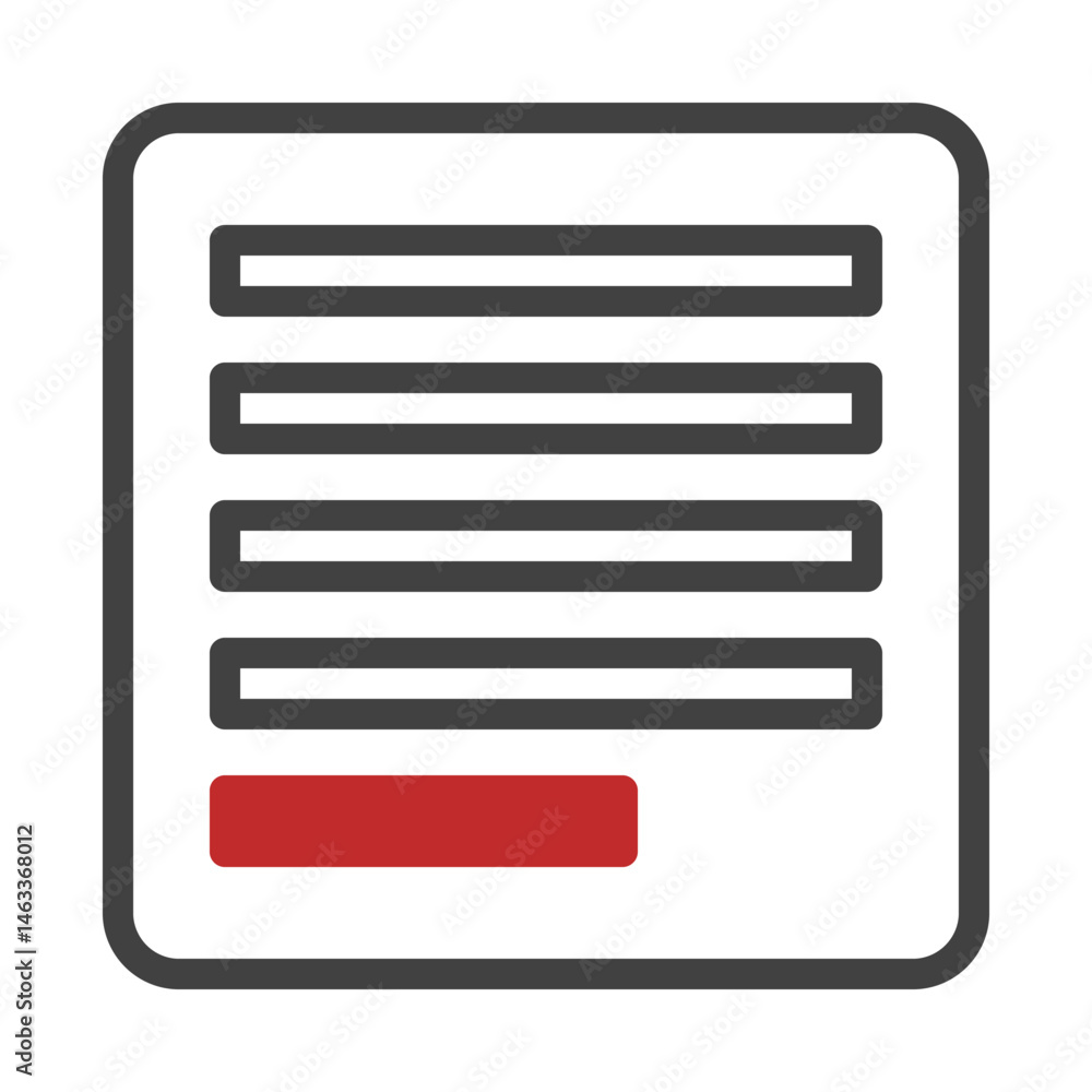Poster abstract document representation with bold lines, text boxes, and color accent