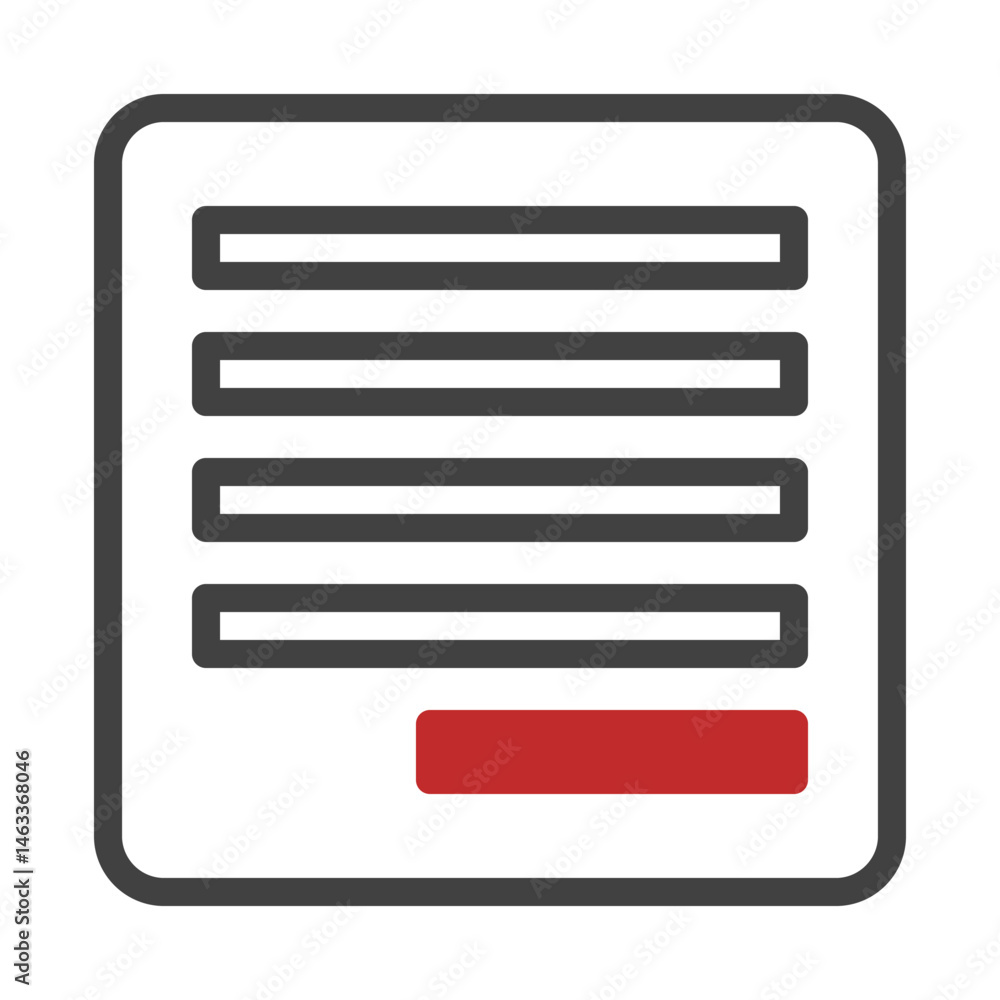 Poster form representation with content lines and active button for submission