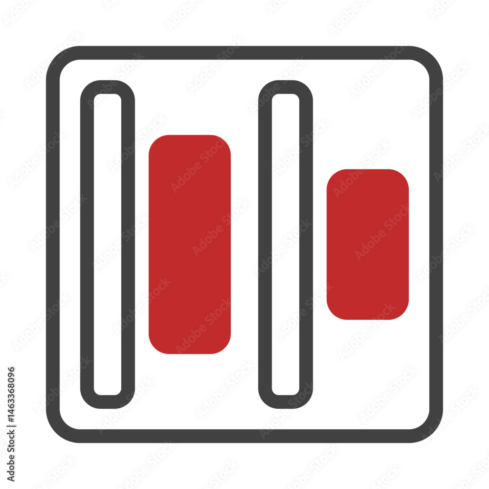 Aufkleber abstract minimalist design featuring vertical bars and rectangles in red and grey