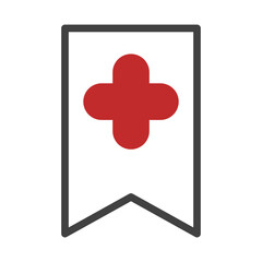 Obraz premium Stylized pennant with a symbolic red cross, presented for healthcare concept