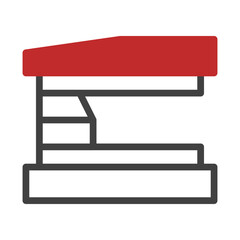 Stylized office stapler illustration in minimalist red and gray palette