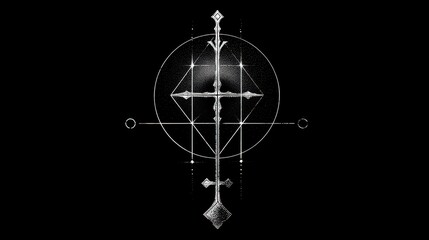 Intricate, stylized graphic design of a cross.