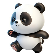 Cute 3D panda isolated on white background © adobe