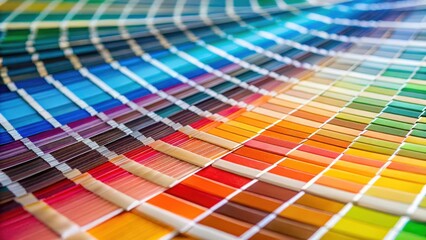 Close-up of an open color guide swatch with vibrant hues and subtle texture