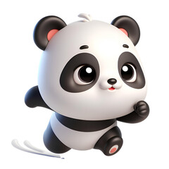 Cute 3D panda isolated on white background © adobe